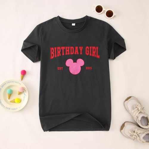 Image of GLIGLITTR 10th Birthday Girls Shirt 10 Year Old Birthday Girl Tshirt Est 2015 Kids Girl Ten Bday Party Short Sleeve Tee Tops