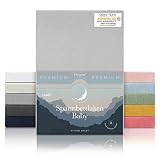 Laleni 2er-Set Premium Spannbettlaken Stubenwagen oval 38x77 cm - Oeko-Tex Zertifiziert, 100% Baumwolle, atmungsaktives Spannbetttuch Jersey Baby, 150 g/m², Moonlight Grey - Grau