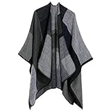 Femmes Rétro Couleur Unie Châle Cape élégant Poncho Cardigan Châle Femme Écharpe Cape Épaissie Elégant Chaud Hiver Grand Taille Foulard Chaud Ouverture Cachemire d'imitation Douce Châle