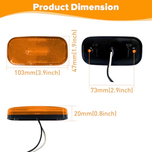 Trailer Marker LED Light for RV Camper Led Side Marker Clearance Light Amber Lighting 12volt 3.9inch Surface Mount