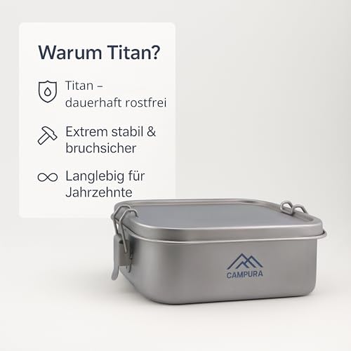 Campura Titan Brotdose 800ml - Ultraleicht (178g), robust & rostfrei, Lunchbox auslaufsicher Metall - Ideal für Outdoor, Camping, Picnic & Alltag