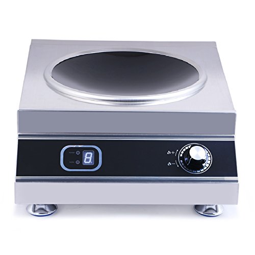 SMARTFLAME 5Kw Curve Sunken Commercial High Power Induction Cooker Concave Base Cooktop, Radiant, Silver