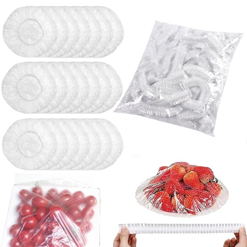 300 unidades de film transparente, cubiertas para alimentos, film transparente con goma elástica, bolsas herméticas, cubiertas, dispensador de film transparente, campana para moscas y alimentos