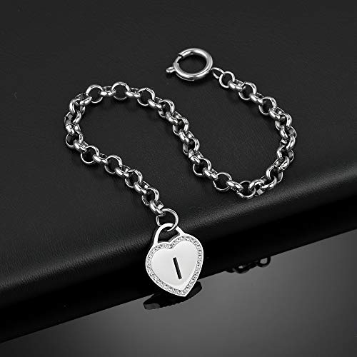 Image of CaleesLLC Letter A to Z Initial Charm Bracelet Adjustable Stainless Steel Anklet Personalized Wrist Link for Women