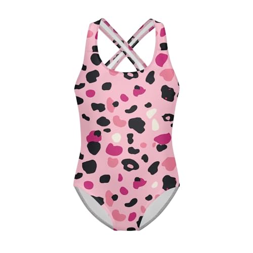 Girls' One-Piece Swimsuit with Crossback Straps, Quick Dry Bathing Suit Swimwear Suits 5-14 Years for Beach Parties