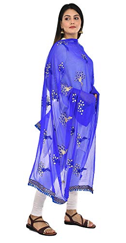 Image of YOUTHQUAKE Heavy Embroidered Work Chiffon Dupatta for Womens & Girls With Fancy Lace
