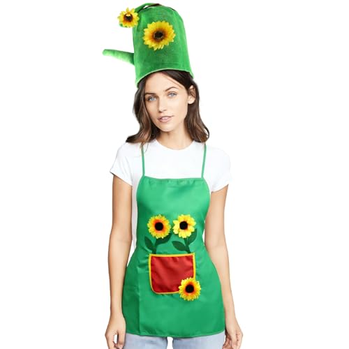 Zidoley Costume de jardinier avec tablier et chapeau de jardinier, costume de carnaval jardinier femmes hommes Costume de carnaval amusant pour femmes hommes...