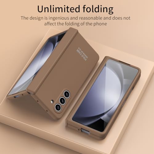 Coque Samsung Galaxy Z Fold 5 rigide marron avec béquille intégrée - 3