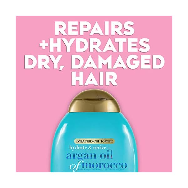 OGX Extra Strength Hydrate & Repair + Argan Oil of Morocco Conditioner for Dry, Damaged Hair, Cold-Pressed Argan Oil to Moisturize Hair, Paraben-Free, Sulfate-Free Surfactants, 13 Fl Oz
