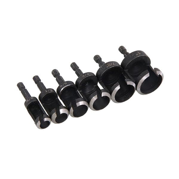 Neilsen CT0640-6pc Wood Plug Cutting Set with 6mm Hex Shafts - Sizes 10mm to 25mm