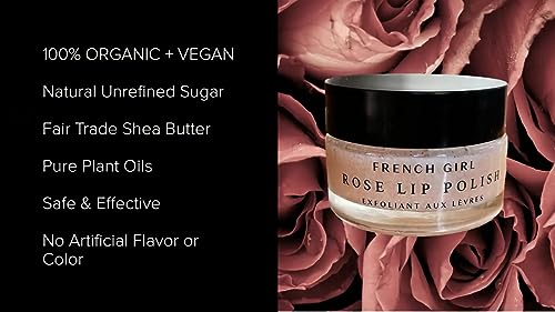 French Girl Rose Lip Scrub - Organic Sugar Scrub For Lips, Hydrating Lip Exfoliator & Moisturizer with Shea Butter & Essential Oils, Treatment for Dry Lips, Clean, Vegan & Cruelty-Free, 1oz - Image 7