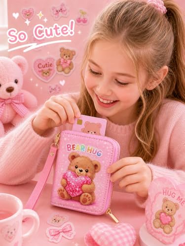 Image of AACKS Little Girls Coin Purse Kids Small Wallet for Teens Women Mini Coin Pouches with Strap Cute Cartoon Card Holder Cat Kitty Panda Unicorn