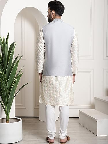 Image of SOJANYA (Since 1958 Men's Silk Blend Kurta and Pyjama with Nehru Jacket