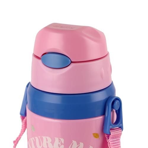Image of CELLO Kidzbee Autumn 600 Daisy Duck Design Insulated Kids Sipper Water Bottle 600 ml | Food Grade, 3D Touch & Feel Design, BPA Free, Leakproof Easy Press Open Flip Top Cap Insulated Kids Water Bottle