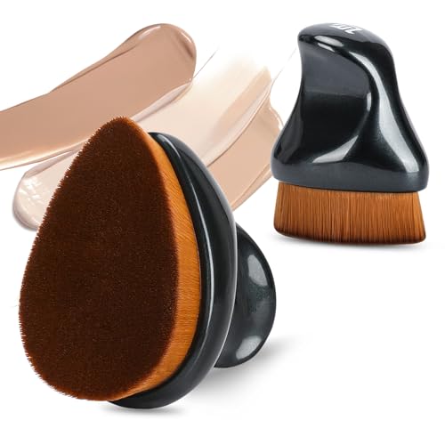 Foundation Makeup Brush,Kabuki Bronzer Brush for Blending Liquid, Cream Cosmetics with Ergonomic Handle(Glossy Black)