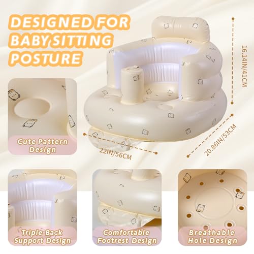 Image of C‌oolcandy Inflatable Baby Seat for 3-36 Months, Toddler Baby Chair Built-in Air Pump, Supportive Sit-Up Chair, Portable & Load-Capable, Ideal for Learning sit, Feeding & Entertaining