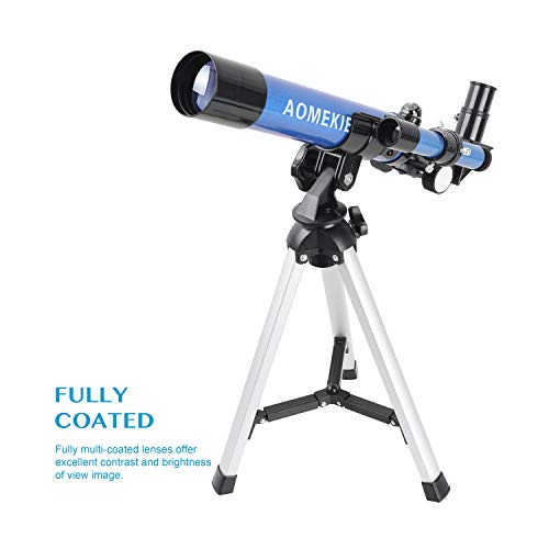 AOMEKIE Kids Telescopes for Beginners Astronomy 40mm/400mm Telescope with Finderscope Tripod and Compass
