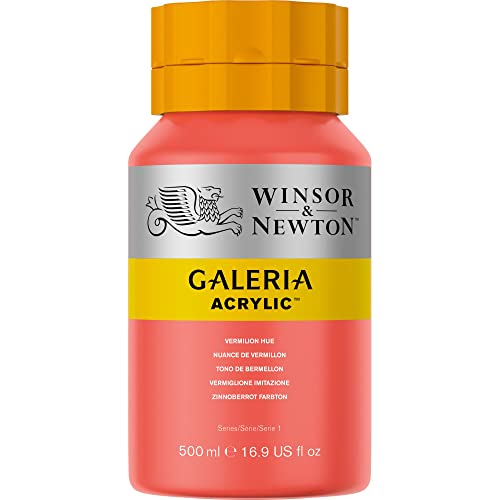 Image of Winsor & Newton Galeria Acrylic Colour - Jar of 500 ML - Vermilion Hue (682) - Highly Pigmented Lightfast Artists' Acrylic Paints for Canvas, Wood, Fabric & Paper - More Colours Available