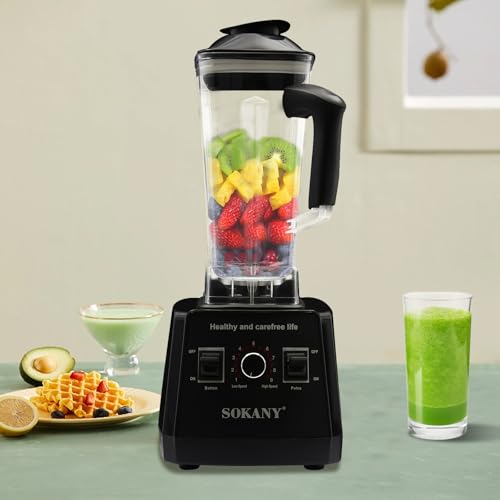 Batidora multiusos de 5000 W, 2 L, 9 velocidades, vaso de molienda, moderno, multifunción, batidora de alto rendimiento, para exprimir y moler, de cremas, bebidas, zumos, café