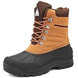 Men's Waterproof Winter Boots Insulated Warm Snow Boot Mid Calf Fur Lined Duck Boots Non Slip Outdoo