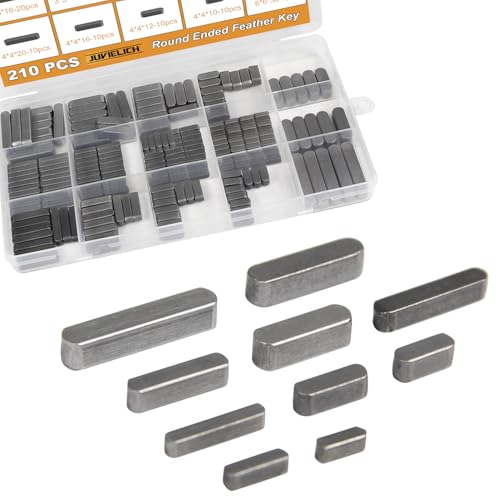 210Pcs Round Ended Feather Key, 15 Size Parallel Drive Shaft