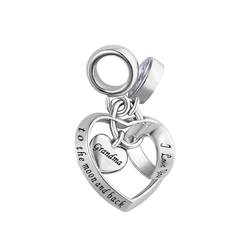 FGT Abalorio colgante de corazón con texto en inglés «Family I Love You» compatible con pulseras Pandora, con circonita cúbica rosa, talla única, Cobre Zirconia cúbica, No es una piedra preciosa