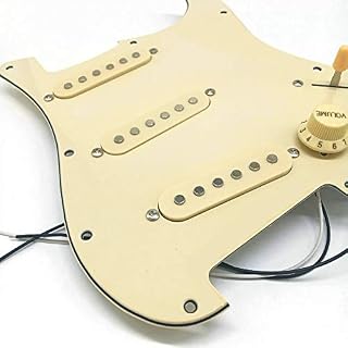 AMIUHOUN Micros de Guitare éLectrique Pickguard Chargé Assemblage de Plaque à Gratter PréCâblé SSS Jaune - Les Beatles, Paul McCartney, John Lennon, RIngo Starr, George Harrison AMIUHOUN Micros de Guitare éLectrique Pickguard Chargé Assemblage de Plaque à Gratter PréCâblé SSS Jaune – Image 5