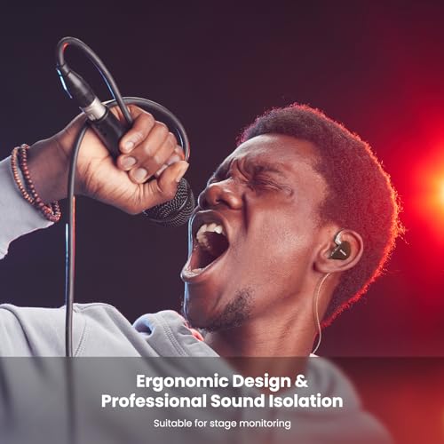Image of BASN Mix-PD in Ear Monitor,1Planar Driver + 1Dynamic Driver HiFi IEM Earphones with CNC Crafted Metal Cover, Wired 0.78mm 2-Pin Silver Plated Detachable Cable for Musicians (Black)