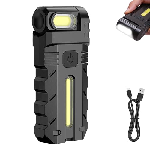 TFFUAM 180°Rotating Head LED Work Light, Magnetic Base & USB-C Rechargeable, Dual Beam Pocket Flashlight with Clip, Hands-Free Work Light for Auto Repair, Camping, Mechanic, Home & Emergency (1) - image 1