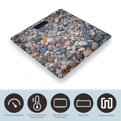 Báscula digital de baño estilo piedras coloridas 26x26cm miniatura 3