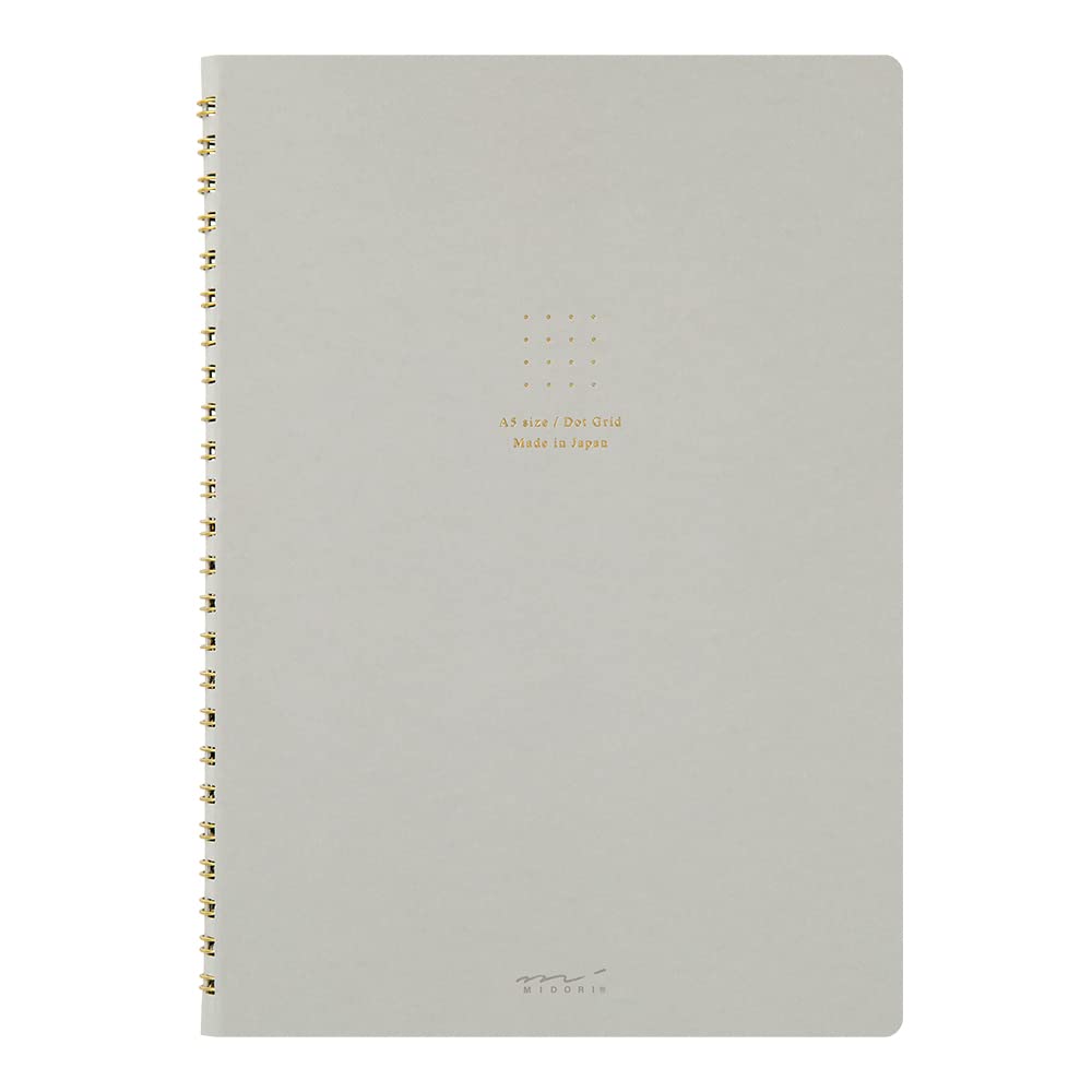 Midori Notizbuch, Ringnotizbuch, Grau – Dot Grid A5