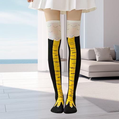 1 Paar Hühner Socken,Chicken Leg Socks,Personalisierte Huhn Kostüm Damen Witzige Geschenk,Lustige Hühnerfüße Strümpfe Knee High Socks,Erwachsene Herren Funny Geschenke,für Kindersocken Hühnersocken