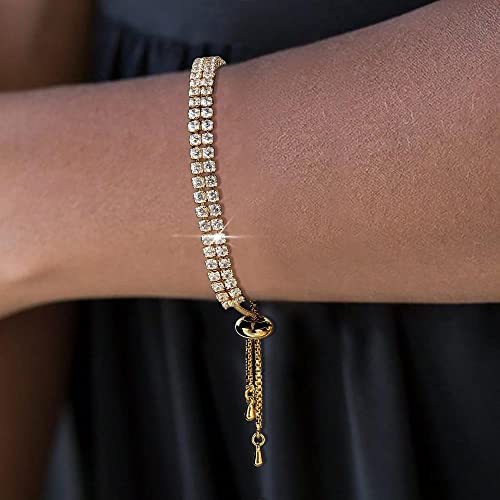 18K gold bracelet women's versatile accessory adjustable moissanite bracelet 2.5MM tennis bracelet Mother's Day, birthday, Christmas gift3