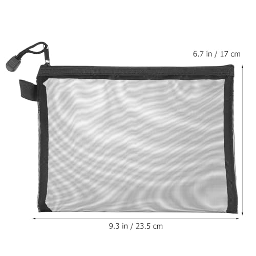 Bolsa de cosméticos y documentos cremallera nylon negro resistente 2