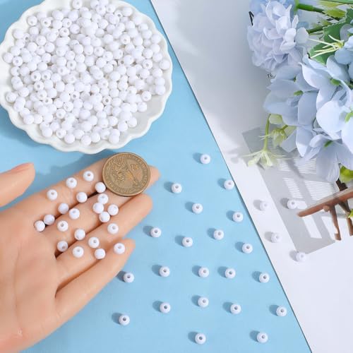 SOFPLATE 1000Pcs 6mm White Acrylic Beads Opaque Bead Smooth Small Round Spacer Bead Plastic Ball Jewellery Loose Beads for Jewellery Making Bracelets Necklaces Earrings Supplies DIY Crafting Beginners - Image 3