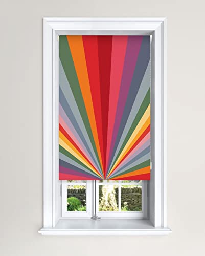 Lister Cartwright Rainbow Sun Burst Roller Blind Blackout Easy Fit Child Safety Included (Rainbow, 90 cm Width x 140 cm Drop)