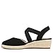 LifeStride Womens Kimball Espadrille Wedge Sandal Black Canvas 8.5 M