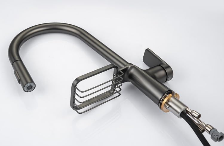 Miniatura 9 de Grifo negro de cocina, grifos de cocina con rociador extraíble, grifo de fregadero de cocina, negro mate, grifos de cocina modernos comerciales,