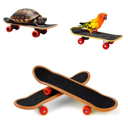 Intatikoo 2 Pcs Bird Toys Mini Skateboard Toys, Small Pets for Play and Training Toys Mini Walking Skateboards Budgies Reptiles Skateboards