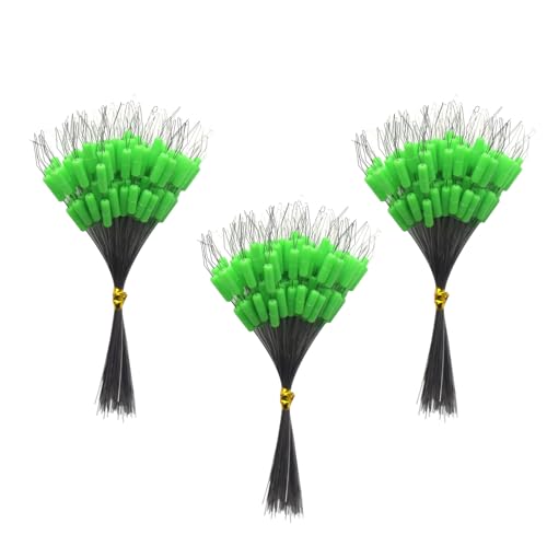 600 Pieces Fishing Bobber Stopper, Float Sinker Stops, Oval Fishing Peg,L M S Float Stop Available (Green-Cylinder, Medium)