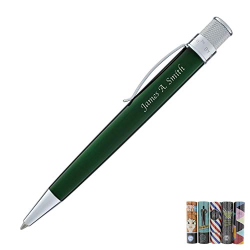 Retro 51 Engraved/Personalized Tornado Collection 'Green/Chrome' Rollerball Pen - Custom Engraving Vrr-1314 #TOP19