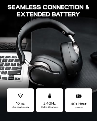 Image of MechLands AULA A700 Wireless Gaming Headset with 7.1 Surround Sound, 50mm Driver, 2.4GHz /BT /Wired, Gaming Headphone with Noise Canceling Mic, RGB Light, 40H Battery, for PS4 /PS5 /PC /Switch (Black Grey)