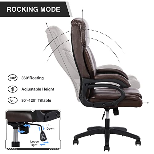 Comermax Executive Office Chair High Back, Adjustable Home Office Seat Computer Desk Chair, Pu Leather Ergonomic Swivel Chair With Flip-Up Arms And Lumbar Support #TOP4