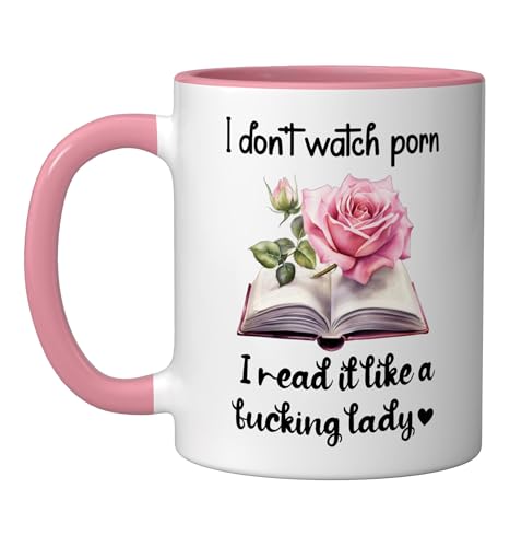 I Don't Watch Porn I Read It Like a Fcking Lady Smutty Books Ceramic Mug, Pink/White, 11oz