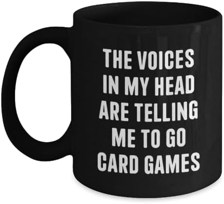 Funny Graduation Unique Gifts for Card Games Enthusiasts, Friends and Family Members, Black Coffee Mug, Perfect for 'The Voices In My Head Are Telling Me To Go Card Games' Lovers image 4
