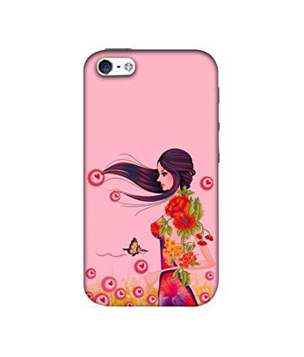Image of Amazon Brand - Solimo Designer Lady Vector Pattern 3D Printed Hard Back Case Mobile Cover for Apple iPhone 5 / 5S