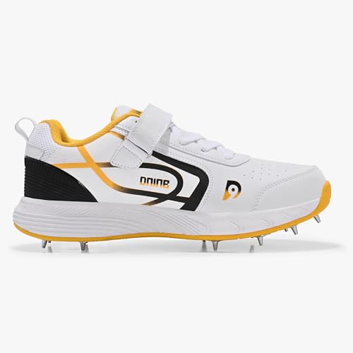Image of DNINE Kings Men, Bowling Spikes Cricket Shoes, White /Yellow
