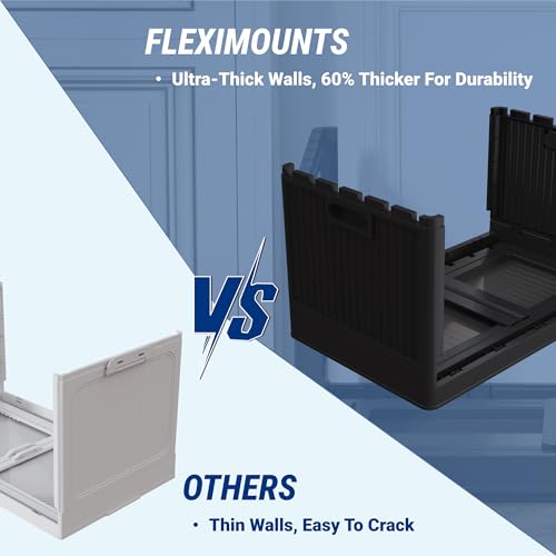 FLEXIMOUNTS Stackable Plastic Storage Bins with Lids, Black, 19" L x 12.2" W x 34.3" H
