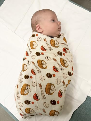 Image of Muslin Swaddle Blanket for Unisex, Soft Breathable and Skin-Friendly Baby Swaddles for Boys & Girls, Newborn Receiving Blanket, Dumpling Bao Blankets Babies, Kawaii Large 42 x 47 inches