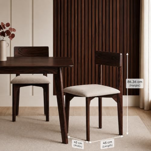Image of UK FURNITURE Alexaa Solid Sheesham Wood 4 Seater Dining Set | Wooden Dining Table Set with Cushioned Chairs for Dining Room | Home & Office, Hotels Restaurant (Walnut, 4 Seater)